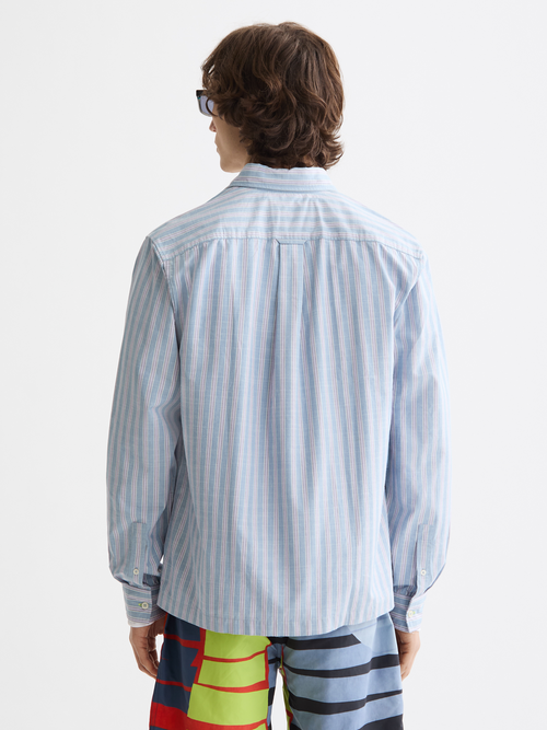 Graphic patchwork striped oxford shirt
