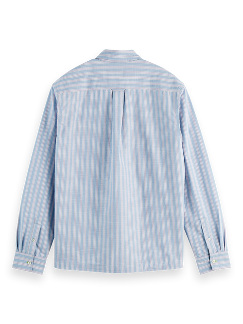 Graphic patchwork striped oxford shirt