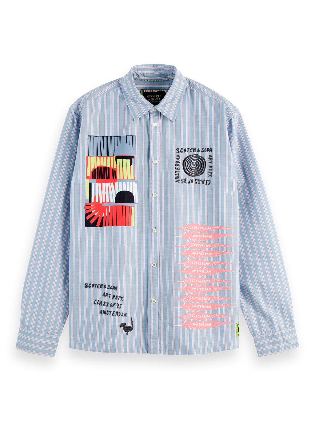 Graphic patchwork striped oxford shirt