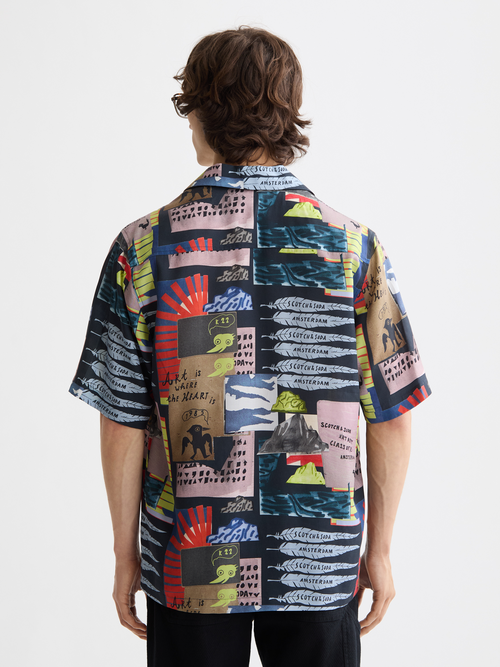 tencel printed short-sleeved shirt