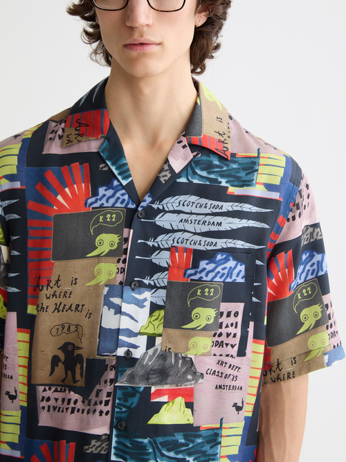 tencel printed short-sleeved shirt