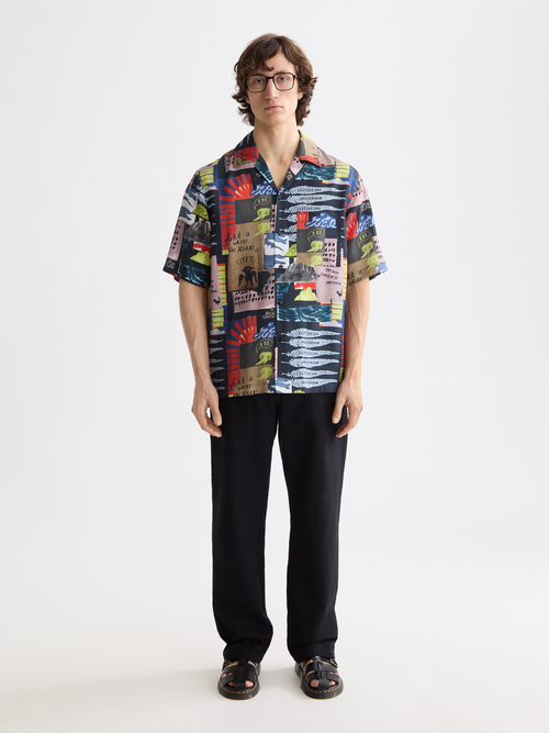tencel printed short-sleeved shirt