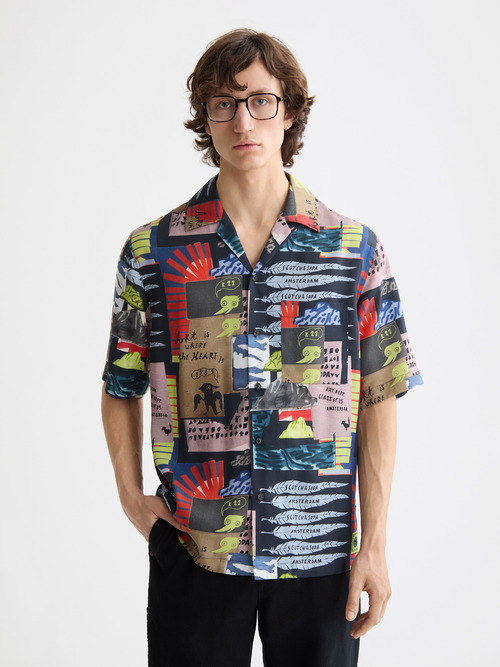 tencel printed short-sleeved shirt