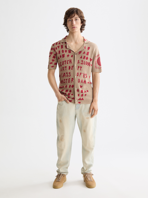 Jacquard knitted shirt