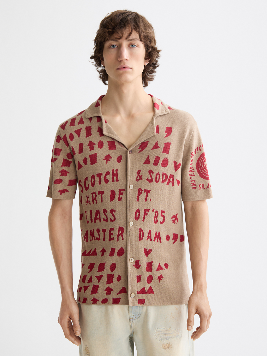 Jacquard knitted shirt