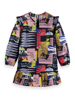 All-over printed seersucker dress