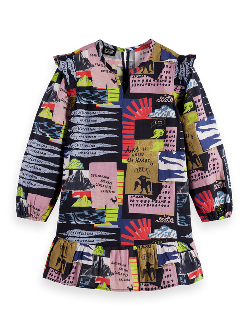 All-over printed seersucker dress