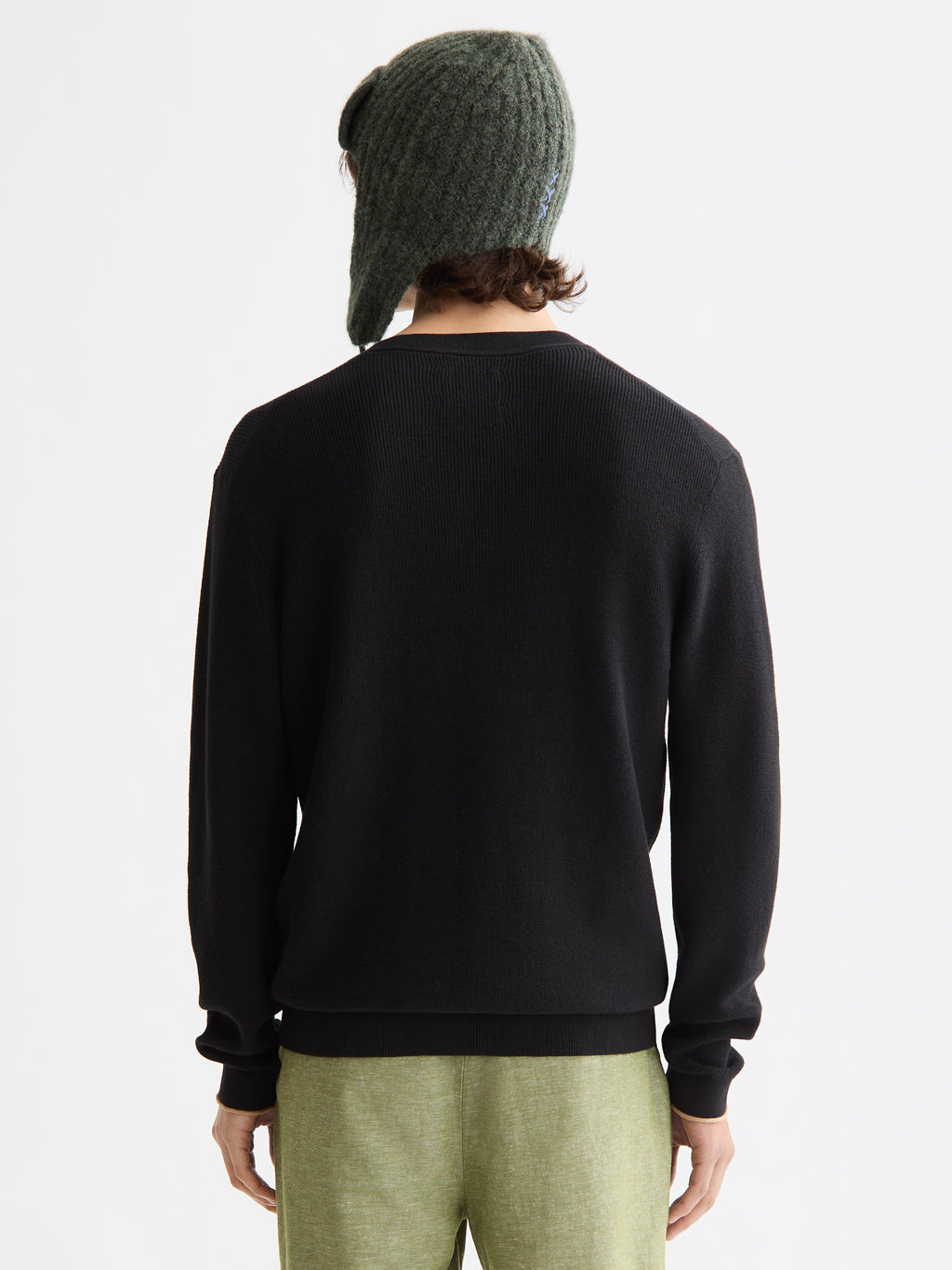 cotton linen v-neck knit