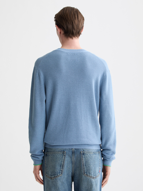 cotton linen v-neck knit