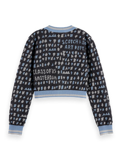 Slim-fit cropped jacquard cardigan