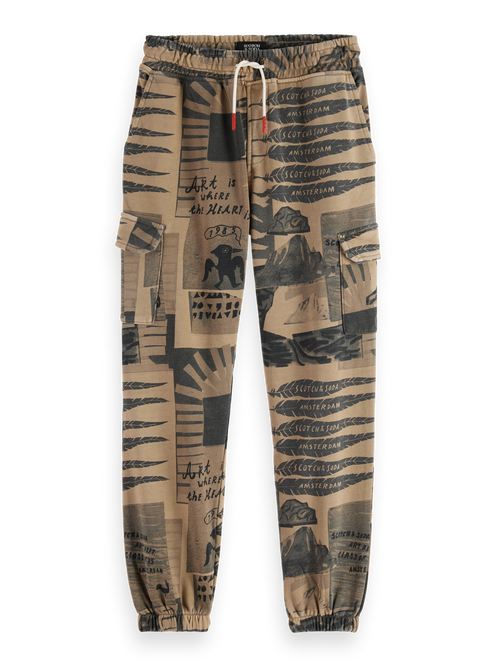 All-over printed cargo sweatpants