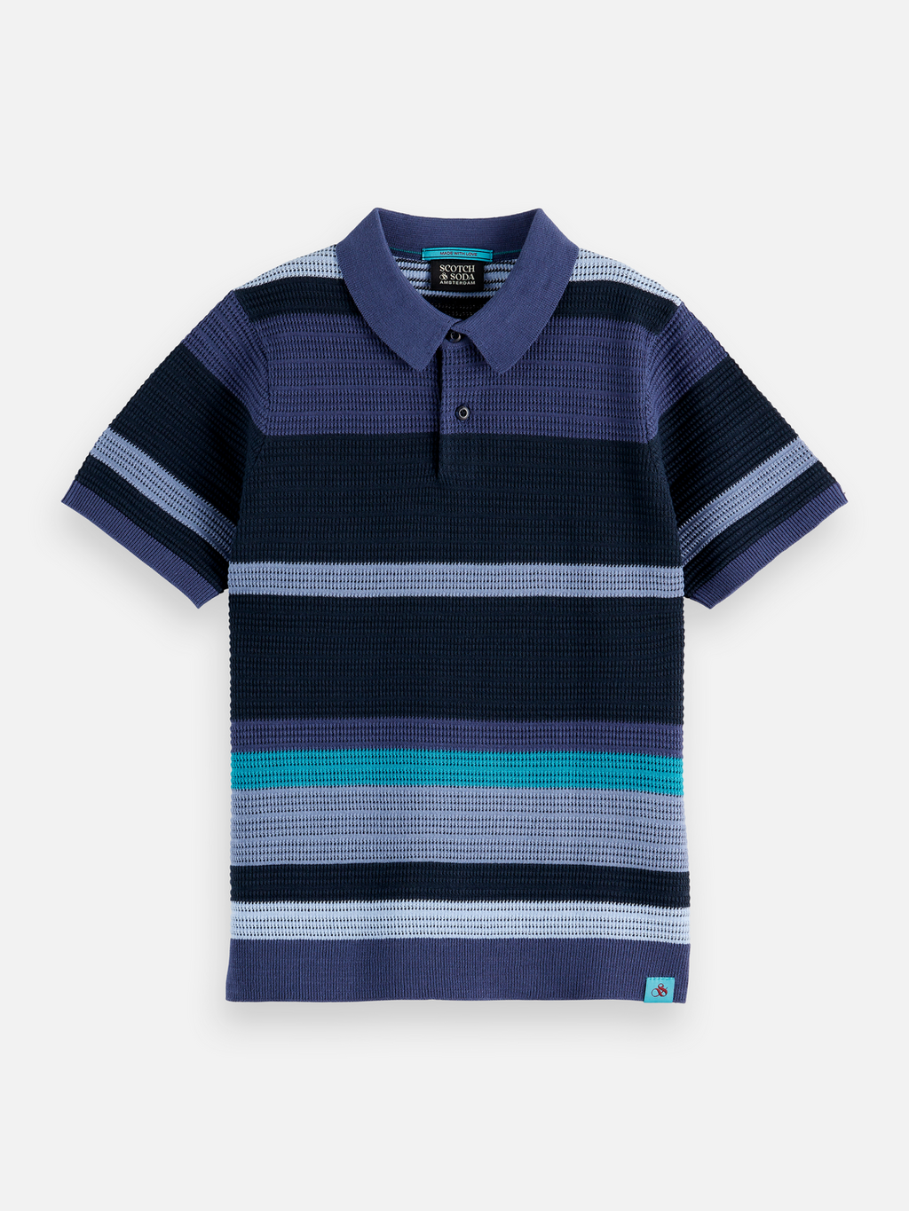 Structured knitted striped polo