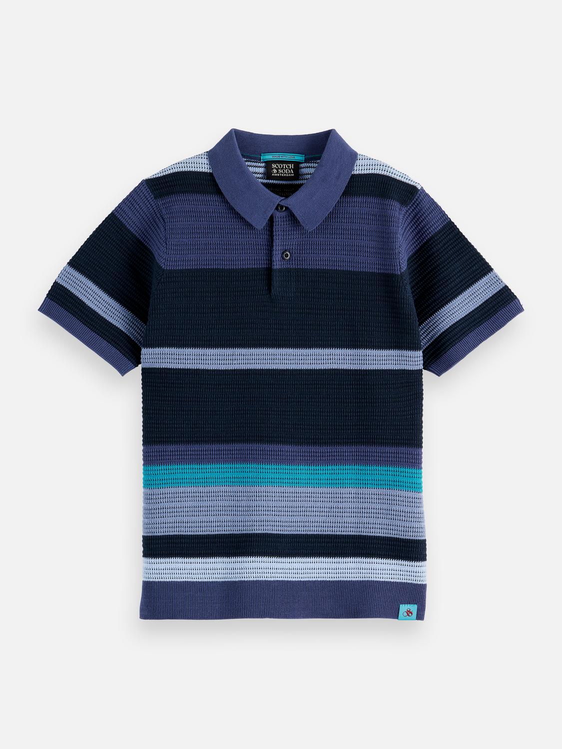 Structured knitted striped polo