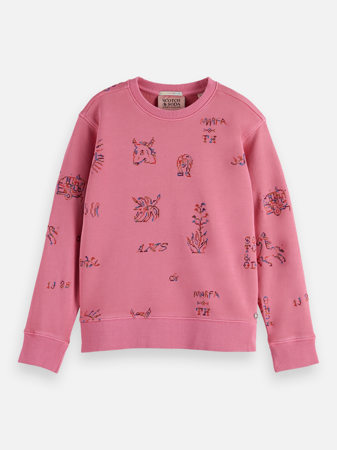 Crossstitch embroidered relaxed fit sweatshirt