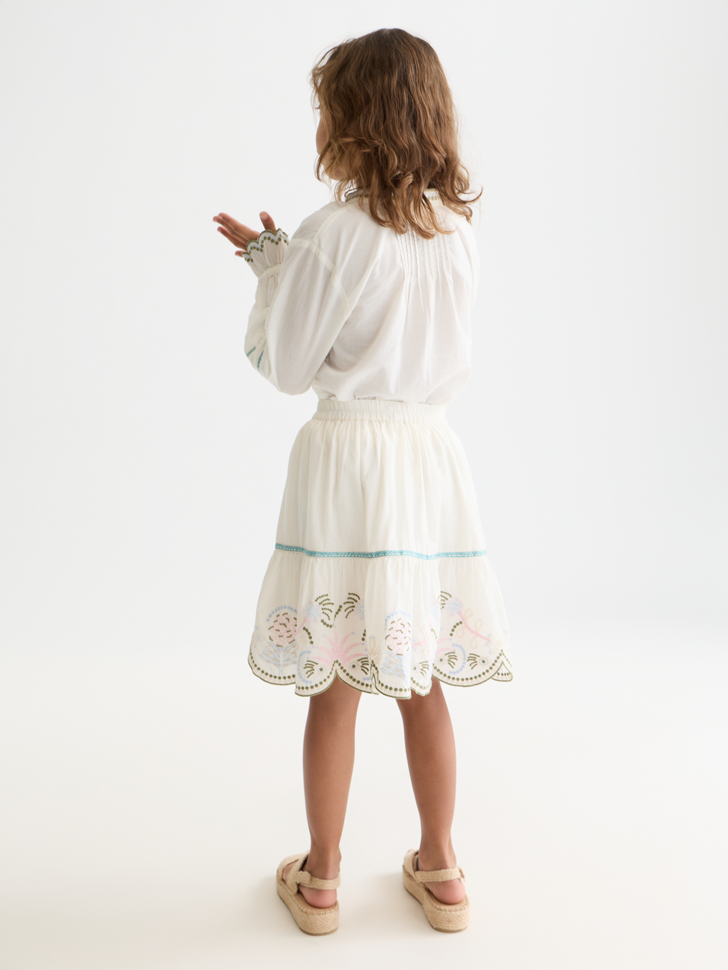 Embroidered hem cotton skirt