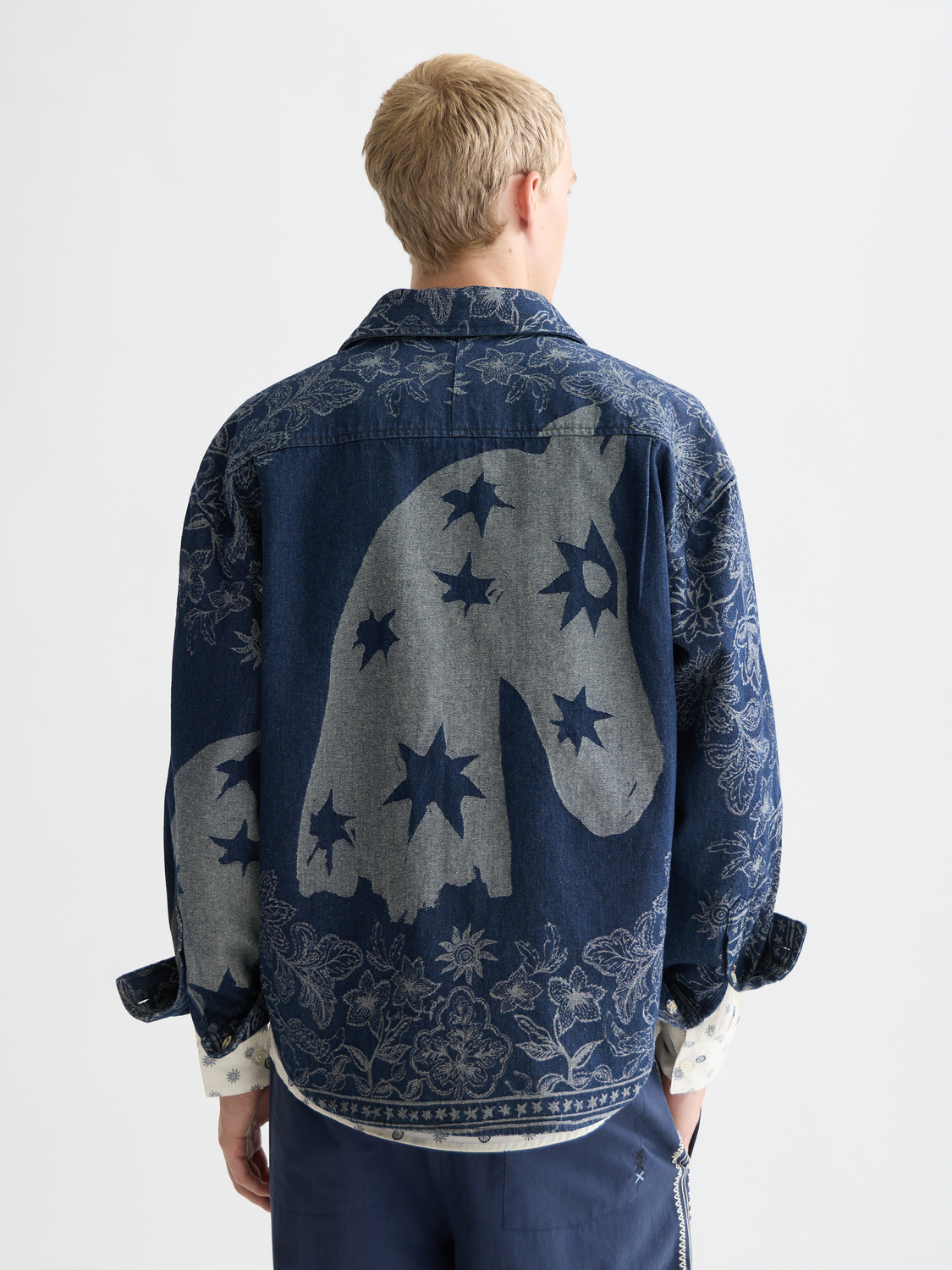 Denim jacquard overshirt