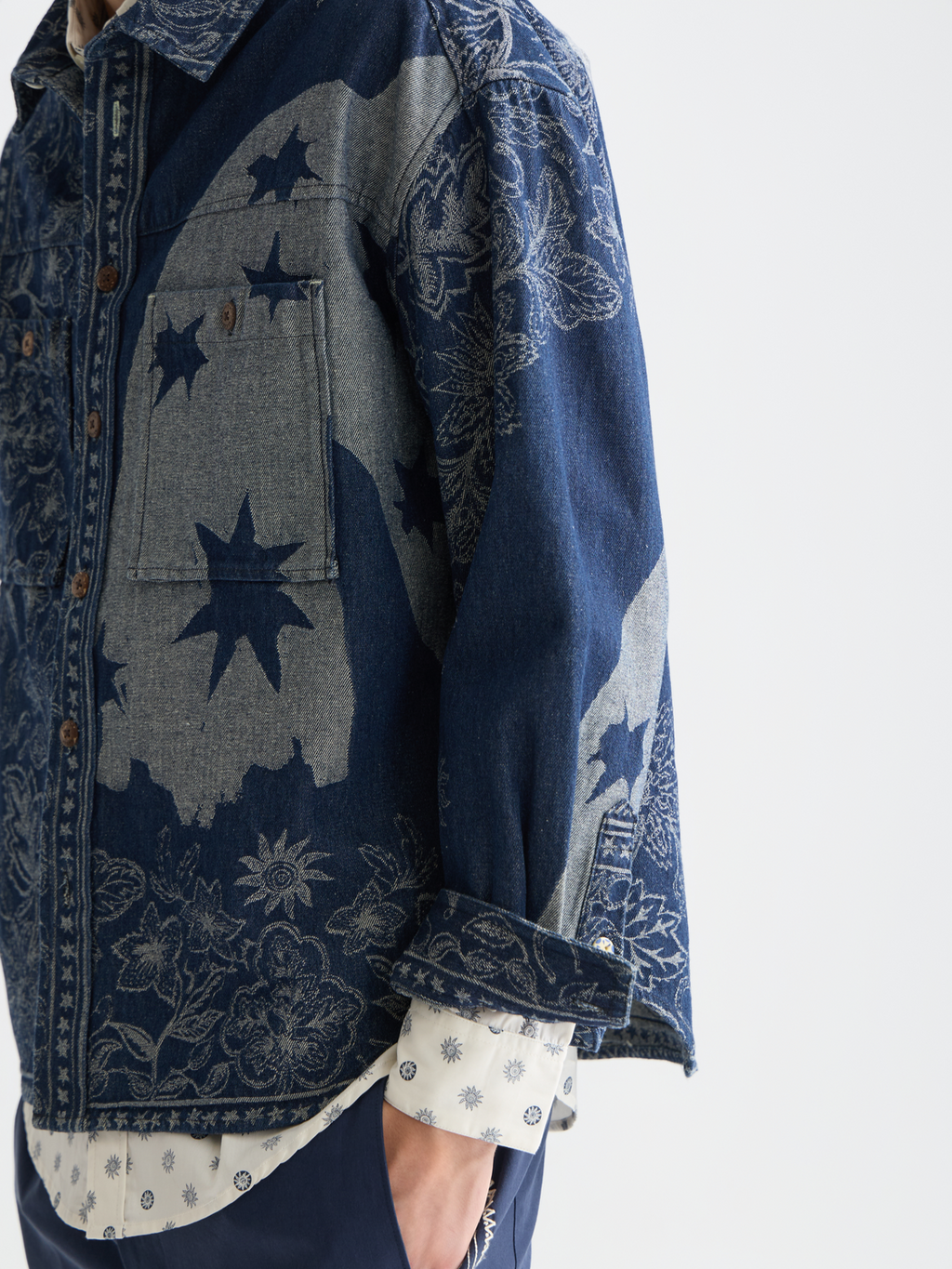 Denim jacquard overshirt