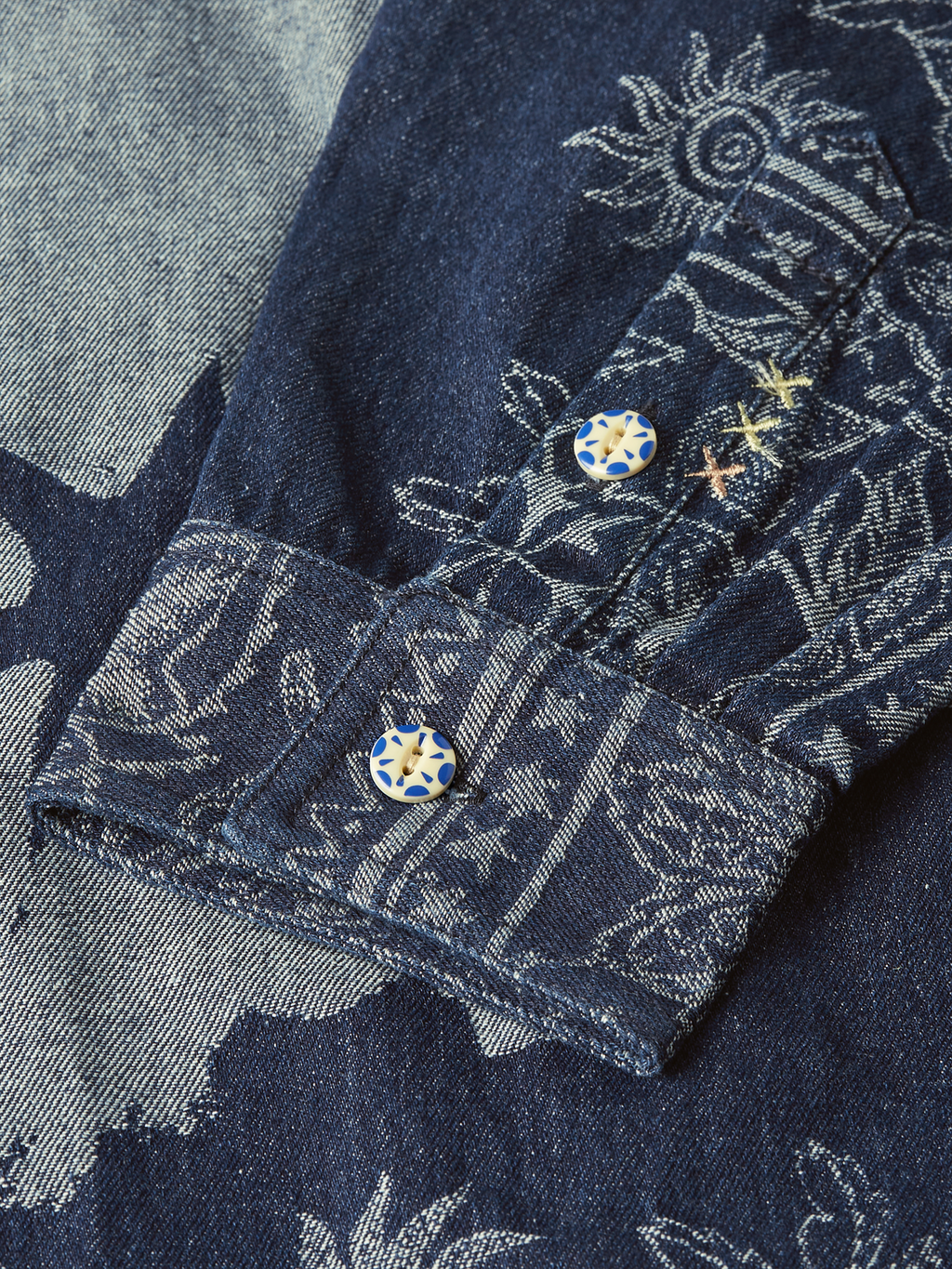 Denim jacquard overshirt