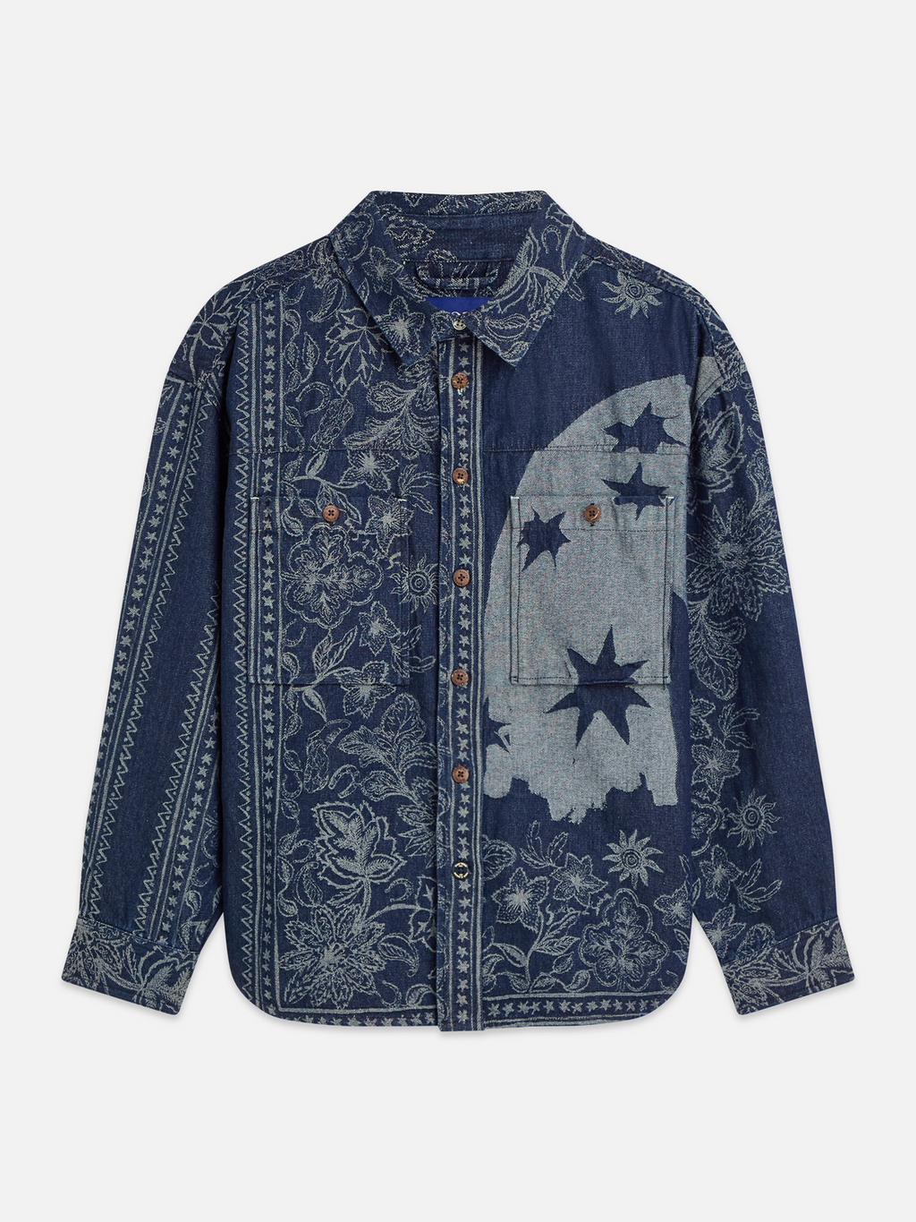 Denim jacquard overshirt