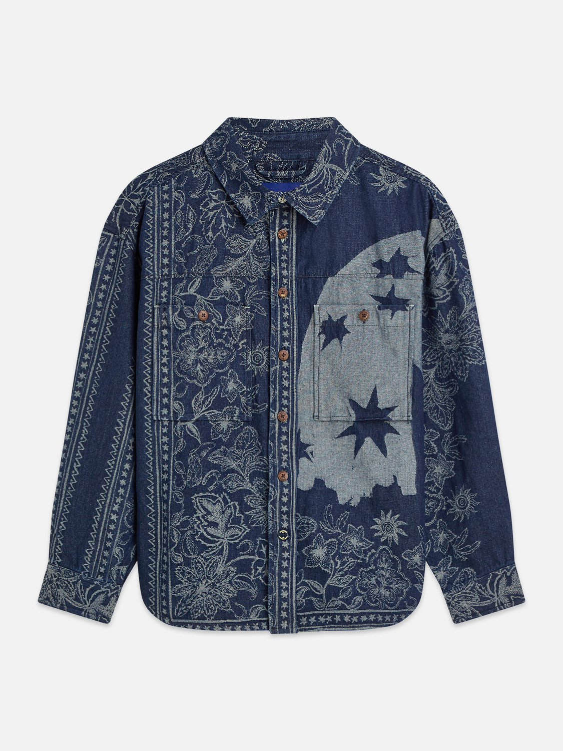 Denim jacquard overshirt