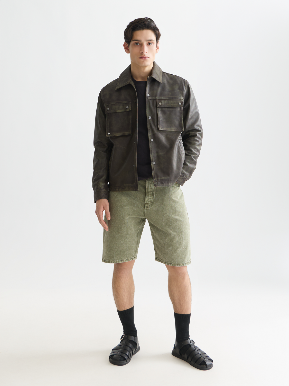 Brushed leather jacket