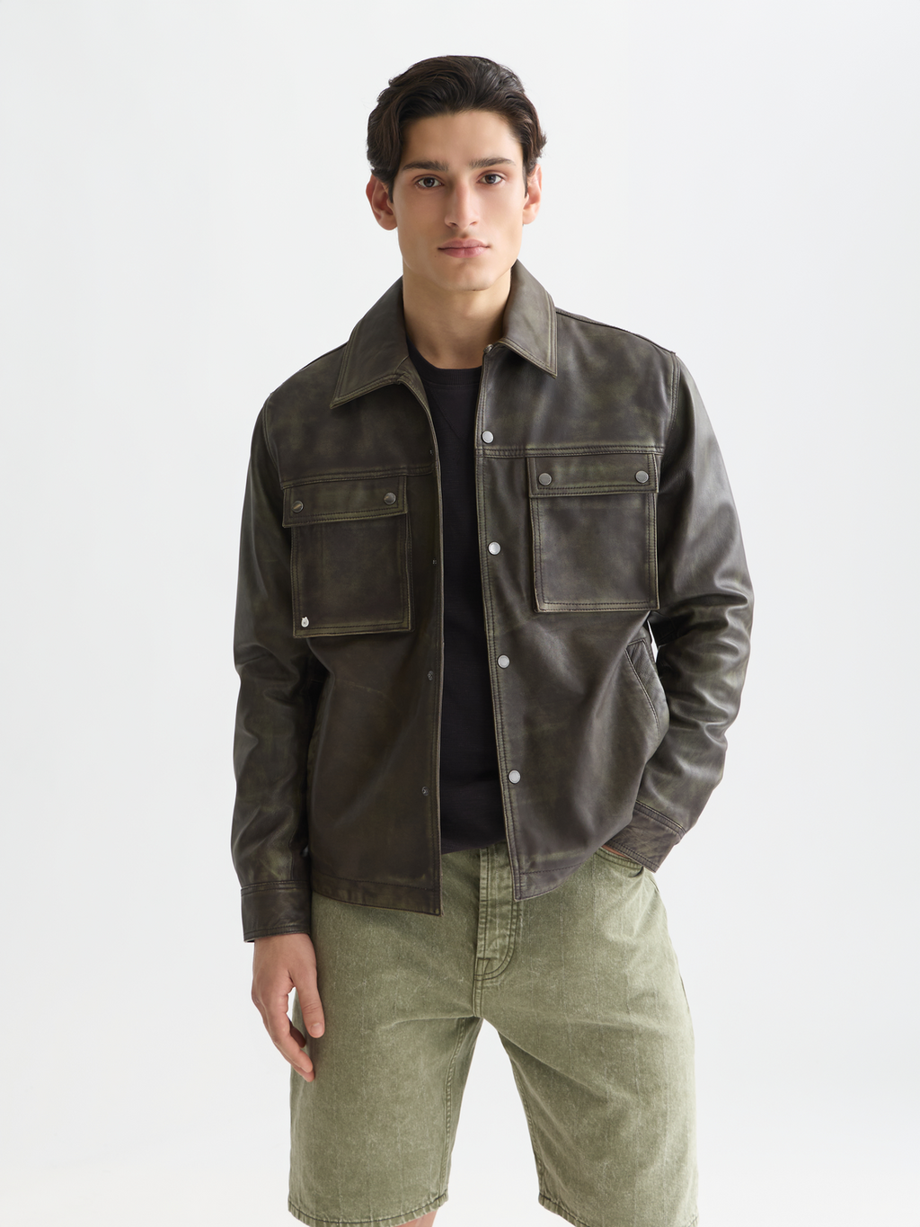 Brushed leather jacket