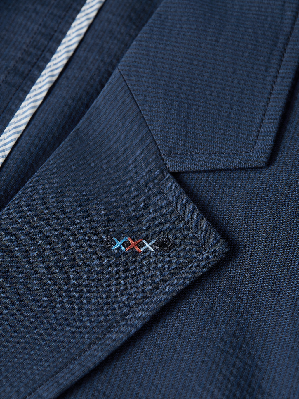 Unconstructed cotton-blend seersucker blazer