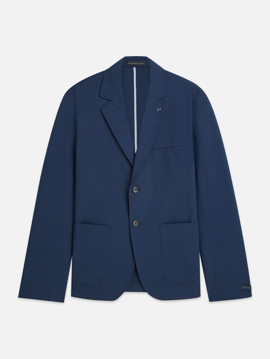 Unconstructed cotton-blend seersucker blazer