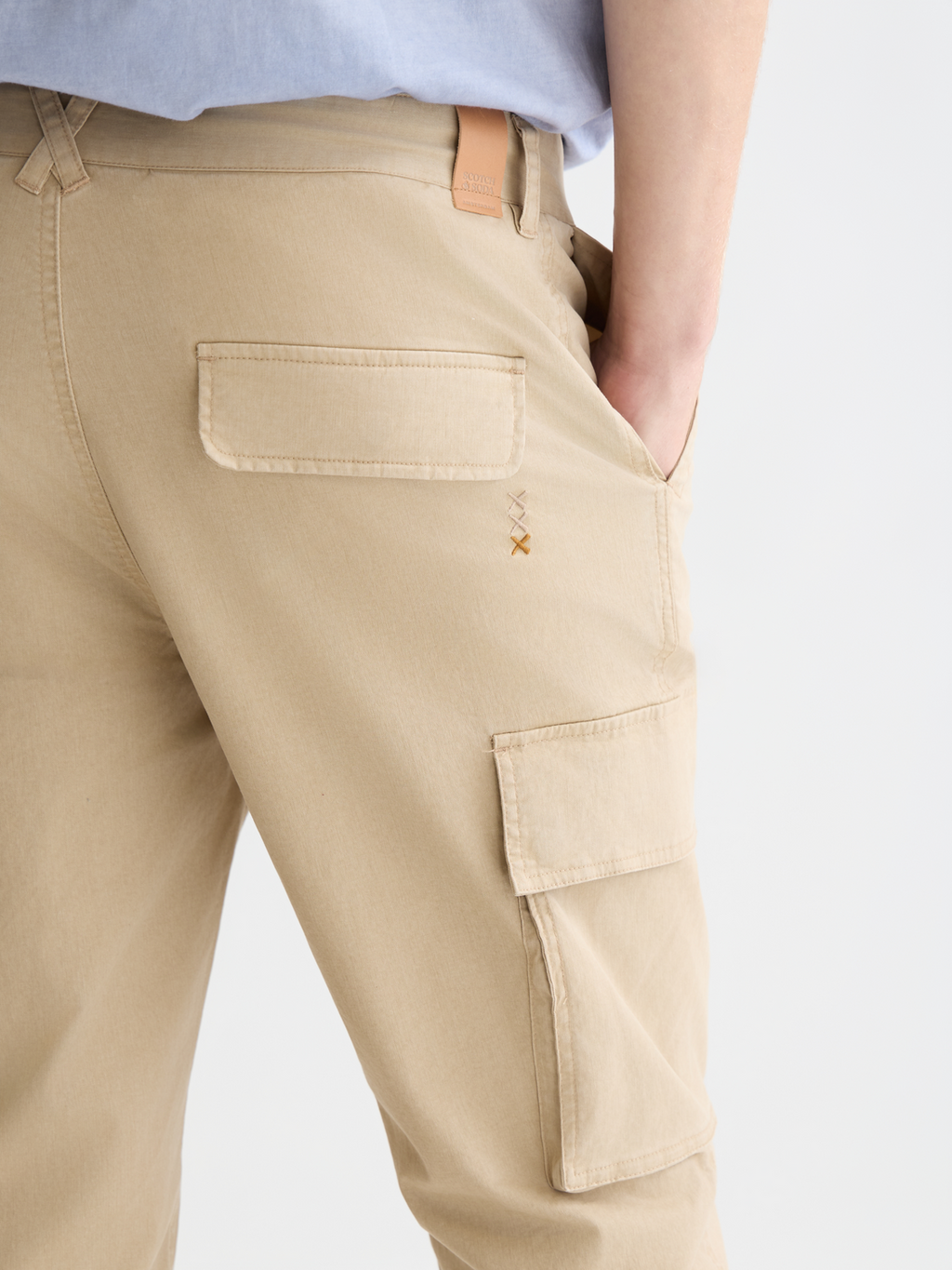 Stuart washed cottonblend regular slimfit cargo