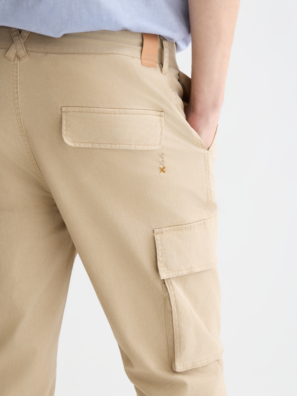 Stuart washed cottonblend regular slimfit cargo