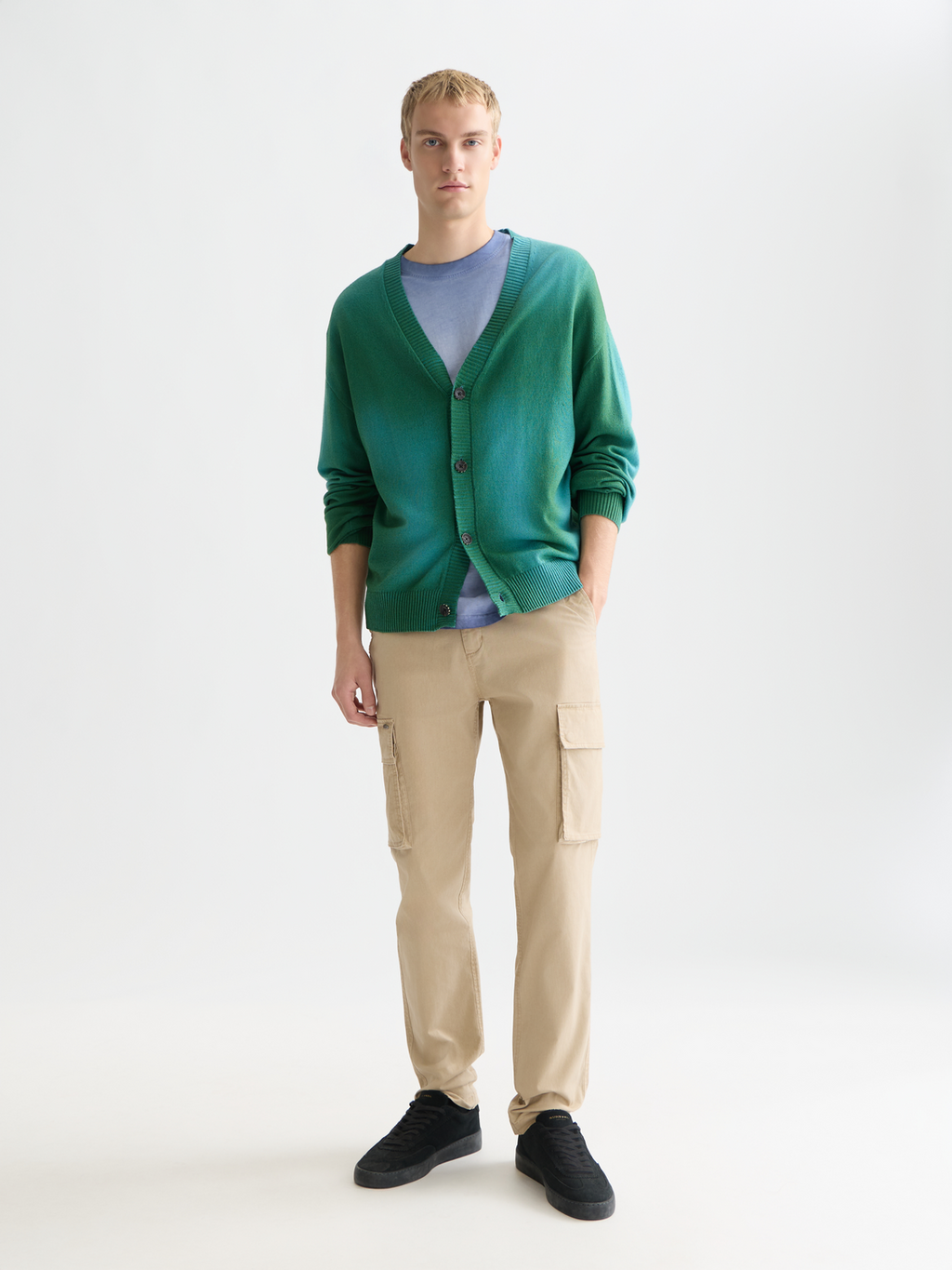 Stuart washed cottonblend regular slimfit cargo