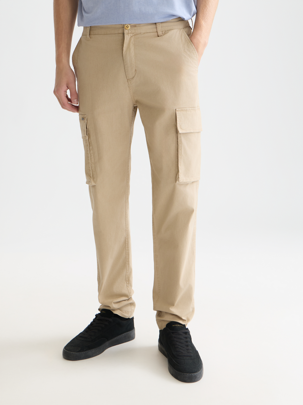 Stuart washed cottonblend regular slimfit cargo
