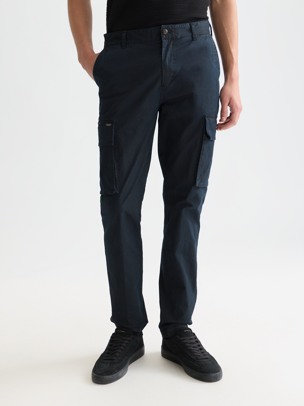 Stuart washed cottonblend regular slimfit cargo