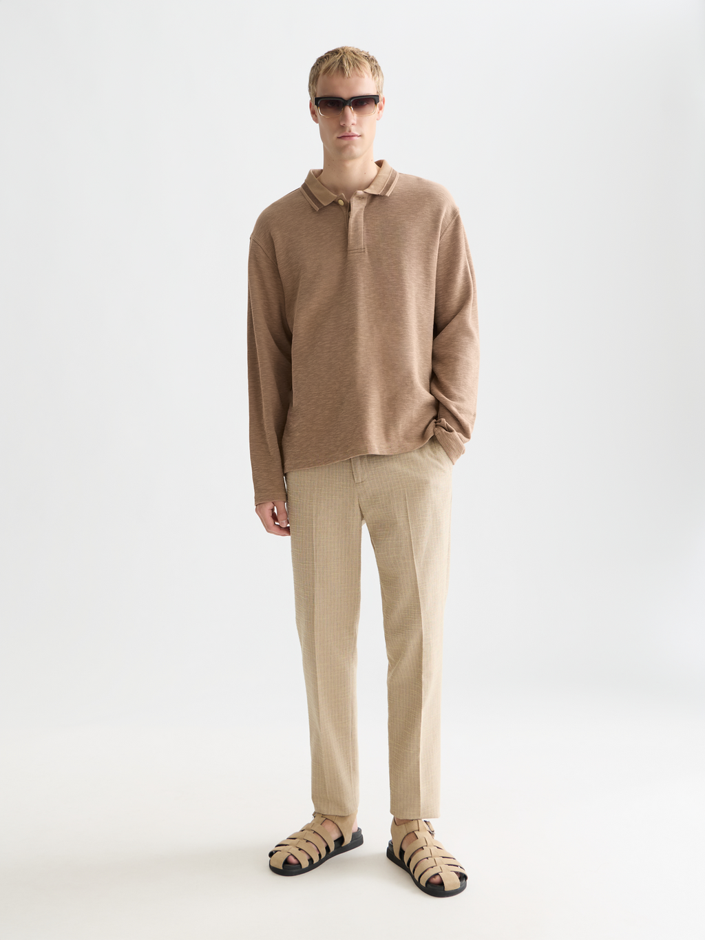 Stuart structured linenblend regular slimfit chino