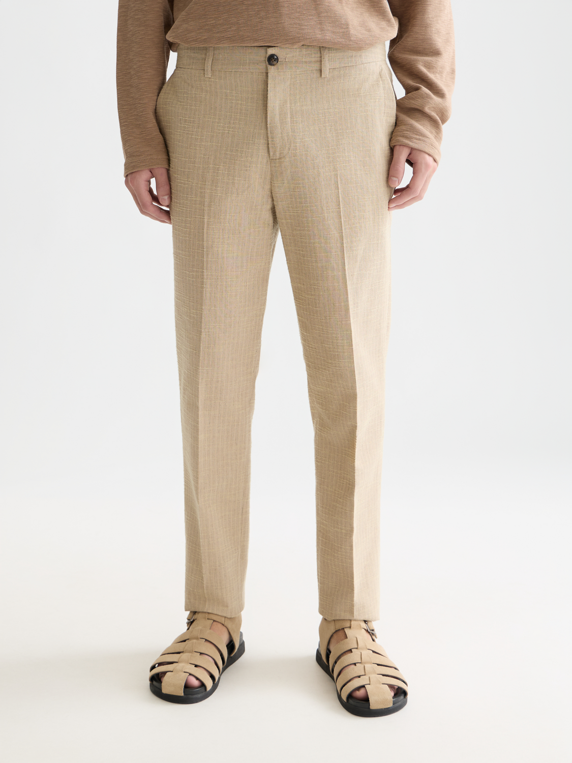 Stuart structured linenblend regular slimfit chino