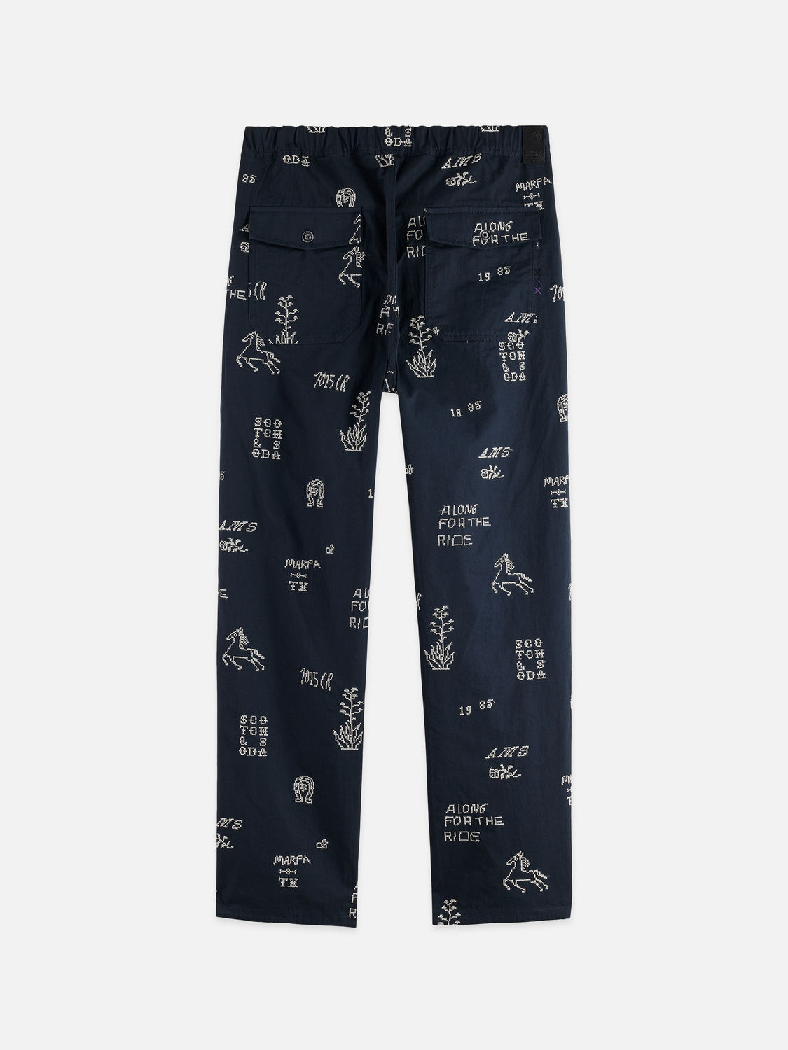 Embroidered cotton-blend relaxed straight chino