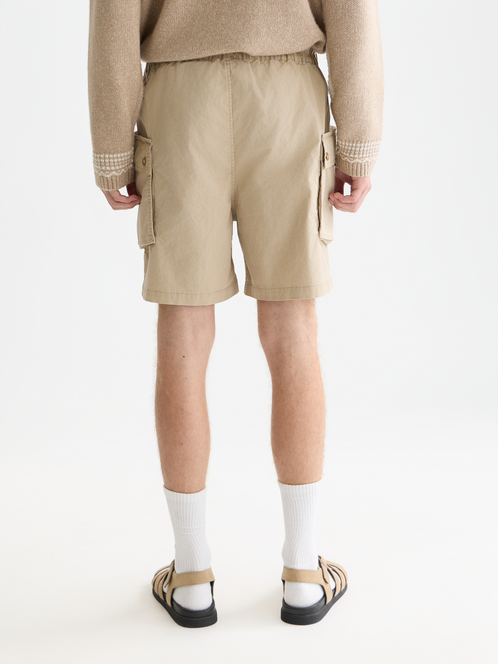 Washed cottonblend cargo loosefit bermuda shorts