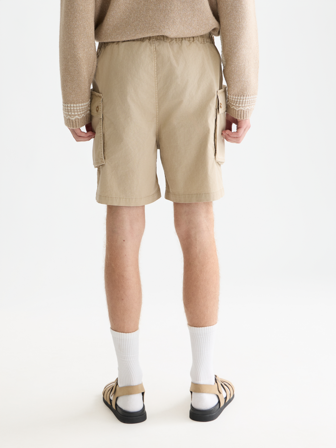 Washed cottonblend cargo loosefit bermuda shorts