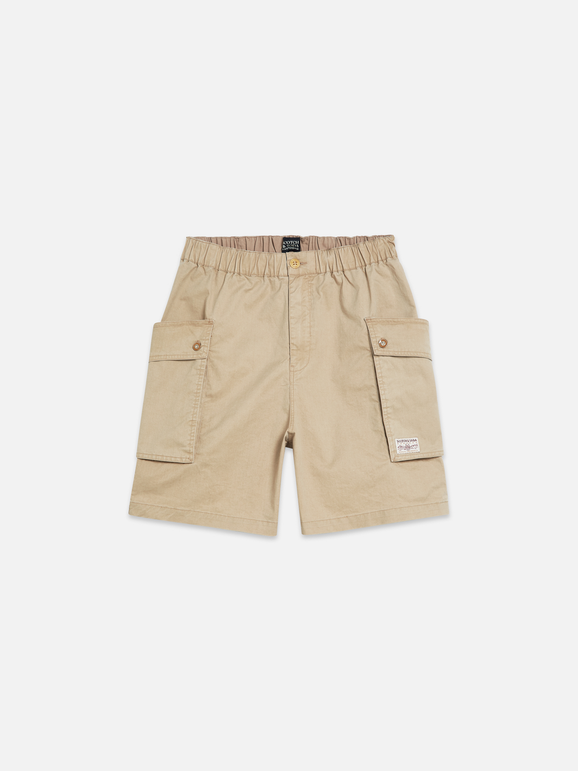 Washed cottonblend cargo loosefit bermuda shorts