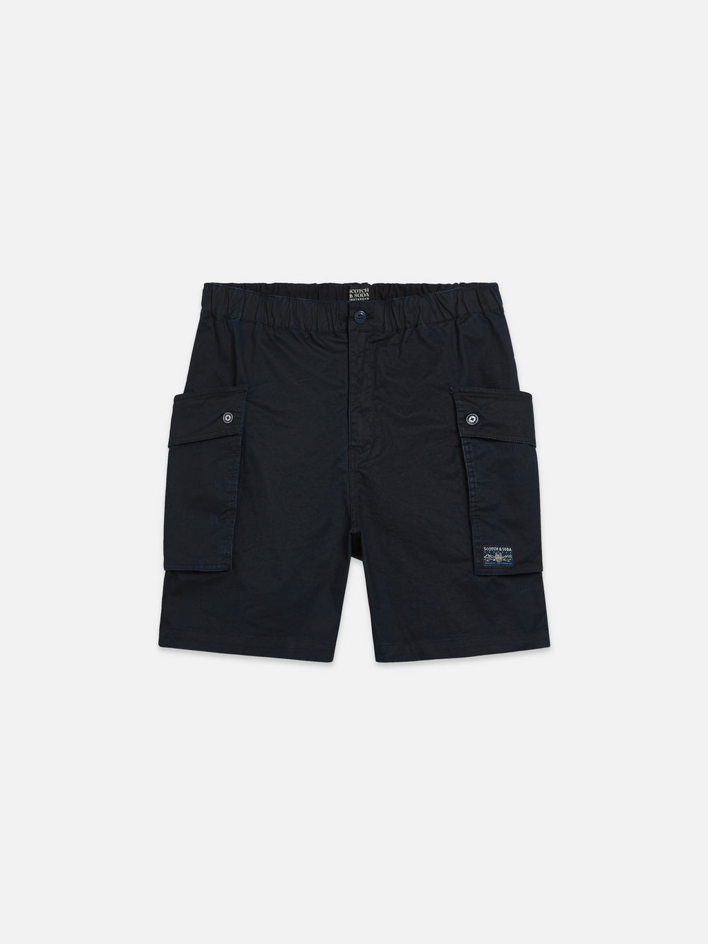 Washed cottonblend cargo loosefit bermuda shorts