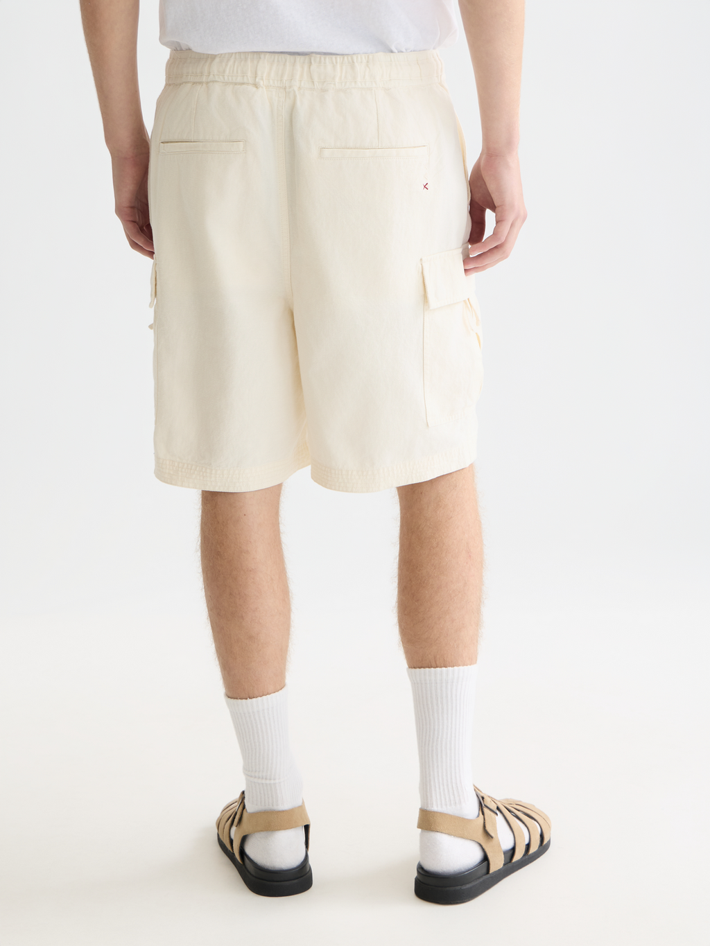 Linenblend relaxedfit cargo bermuda shorts