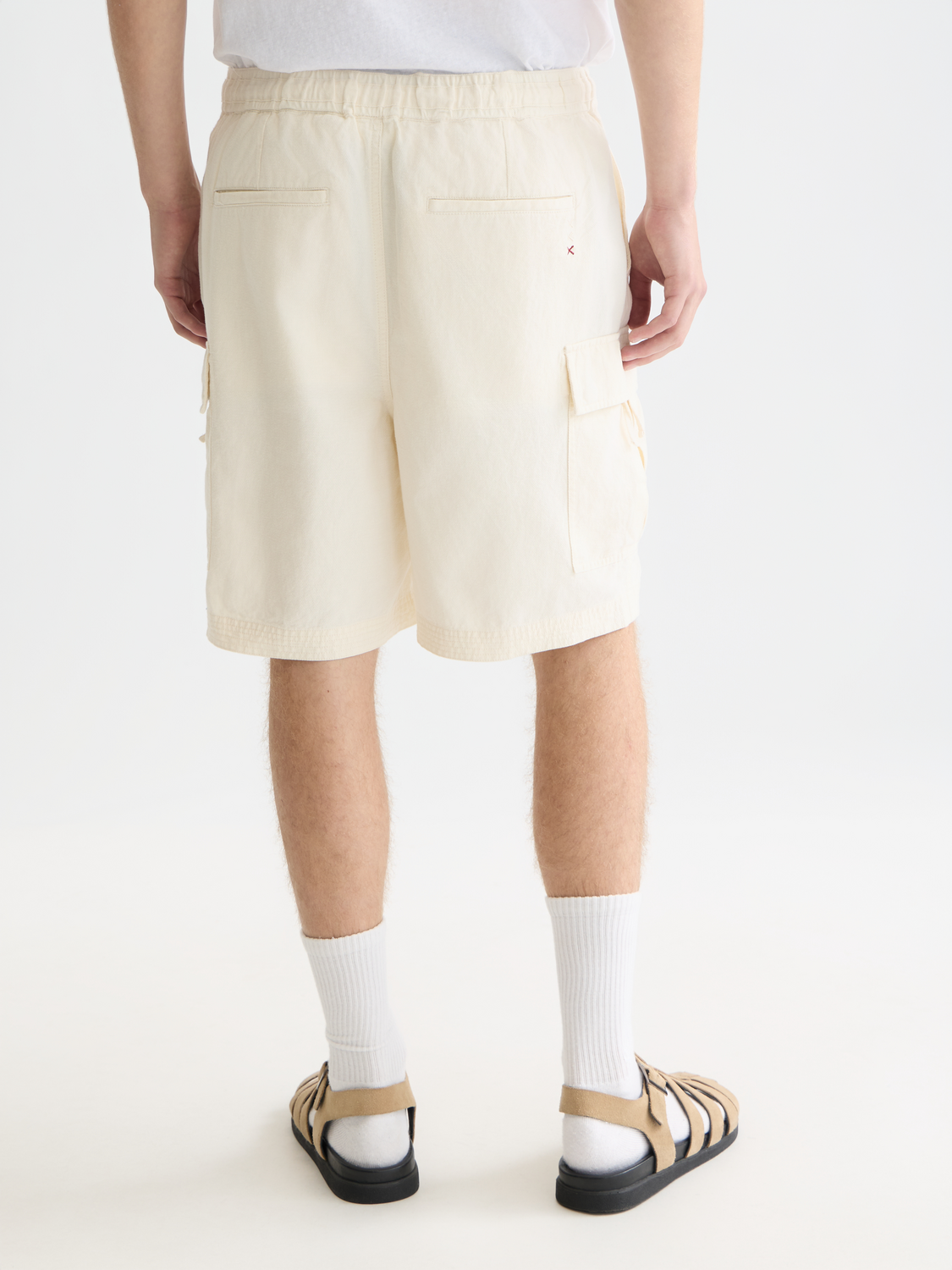 Linenblend relaxedfit cargo bermuda shorts