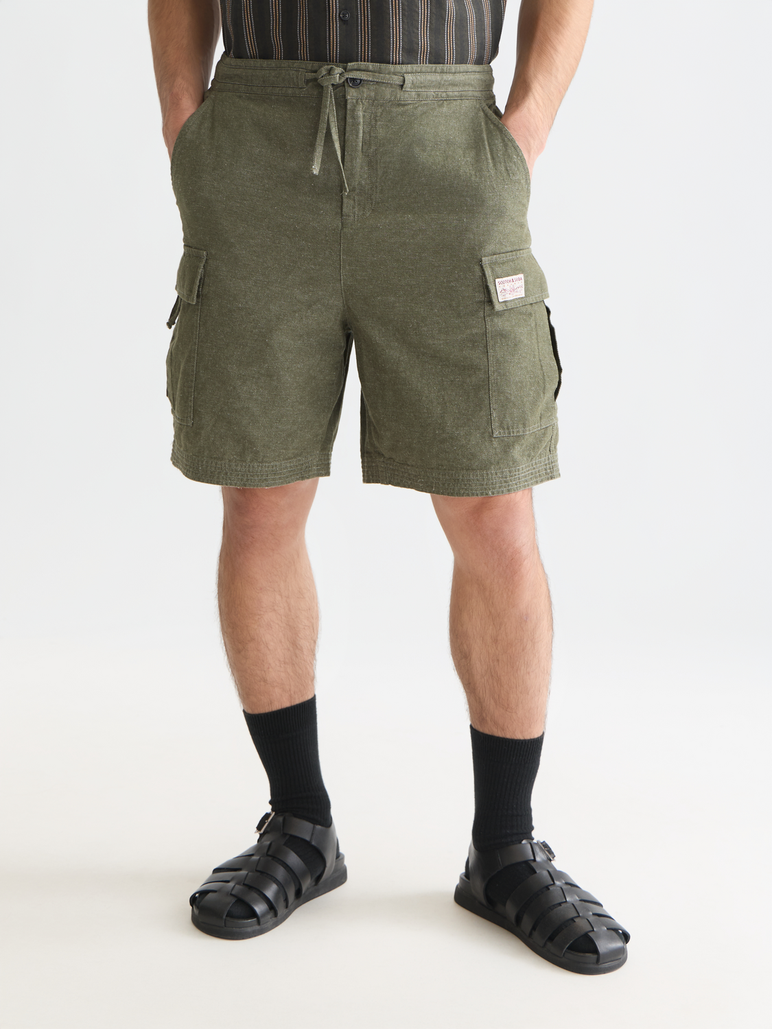 Linen-blend relaxed cargo bermuda shorts – Scotch & Soda Amsterdam