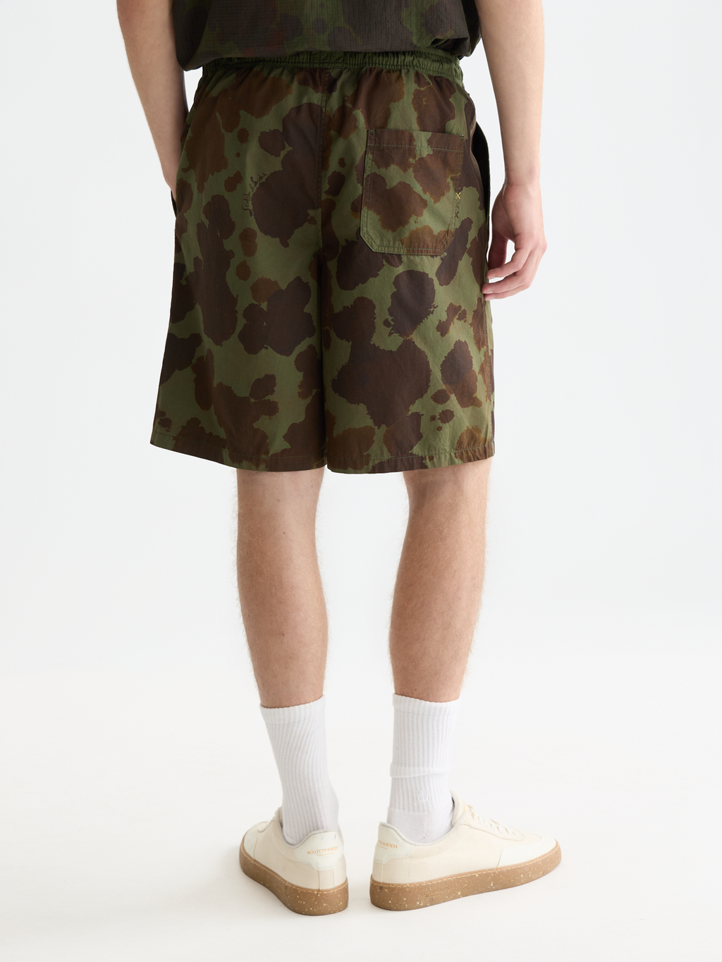 Printed poplin loose bermuda shorts