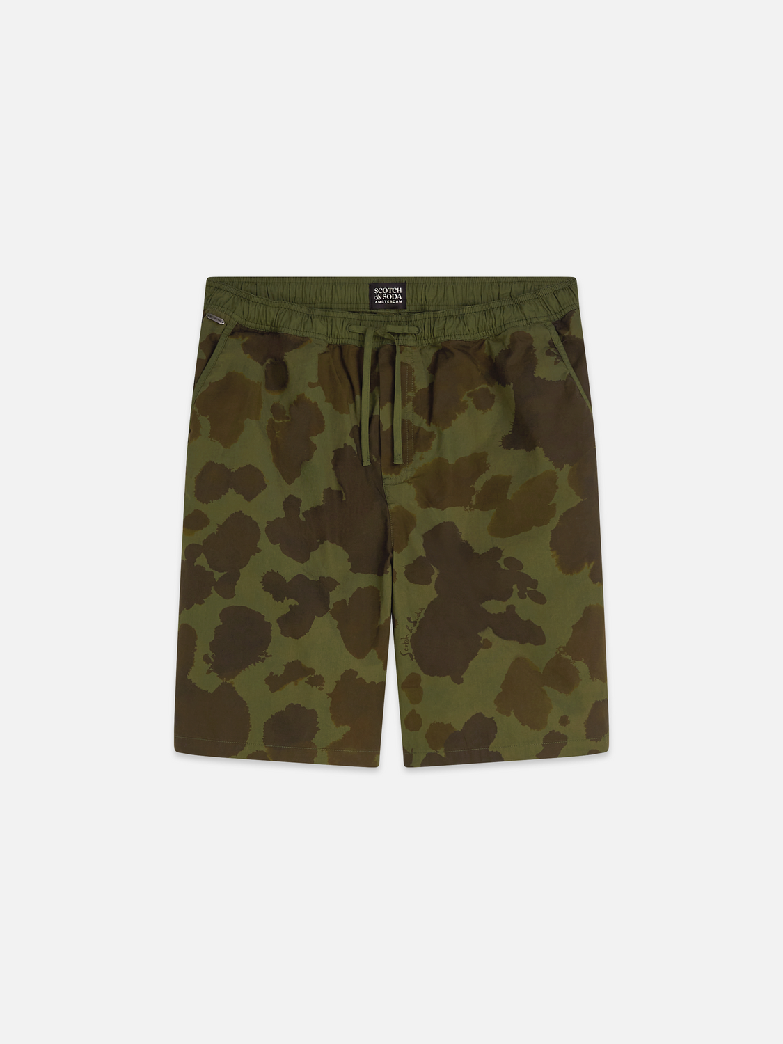 Printed poplin loose bermuda shorts