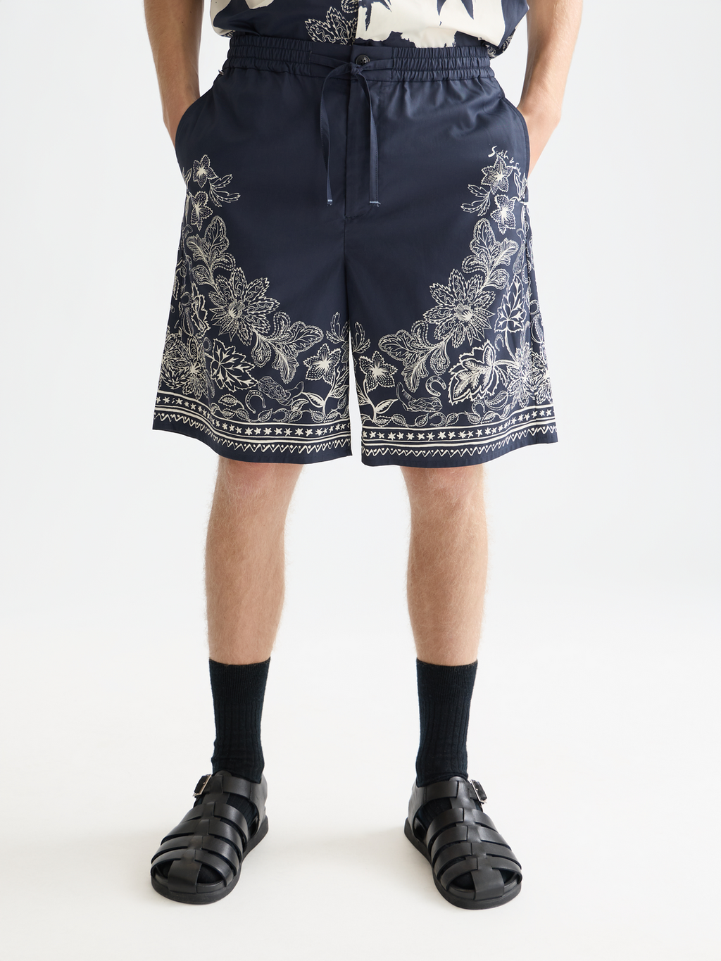 Printed wide bermuda shorts