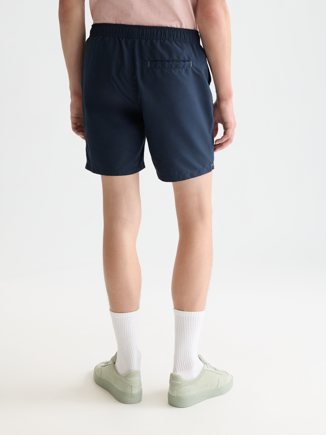 Solid midlength swim shorts