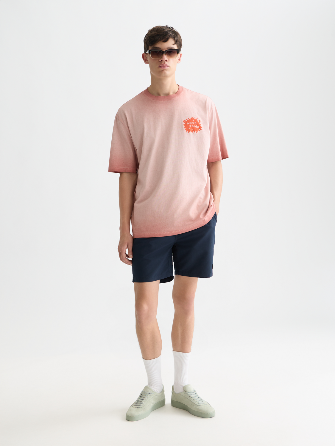 Solid midlength swim shorts