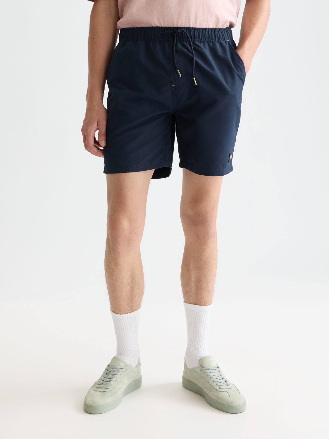 Solid midlength swim shorts