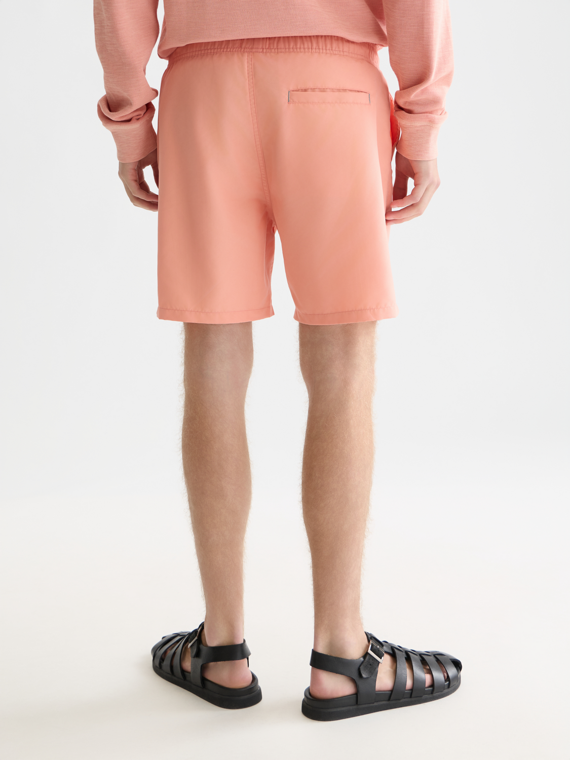 Solid midlength swim shorts